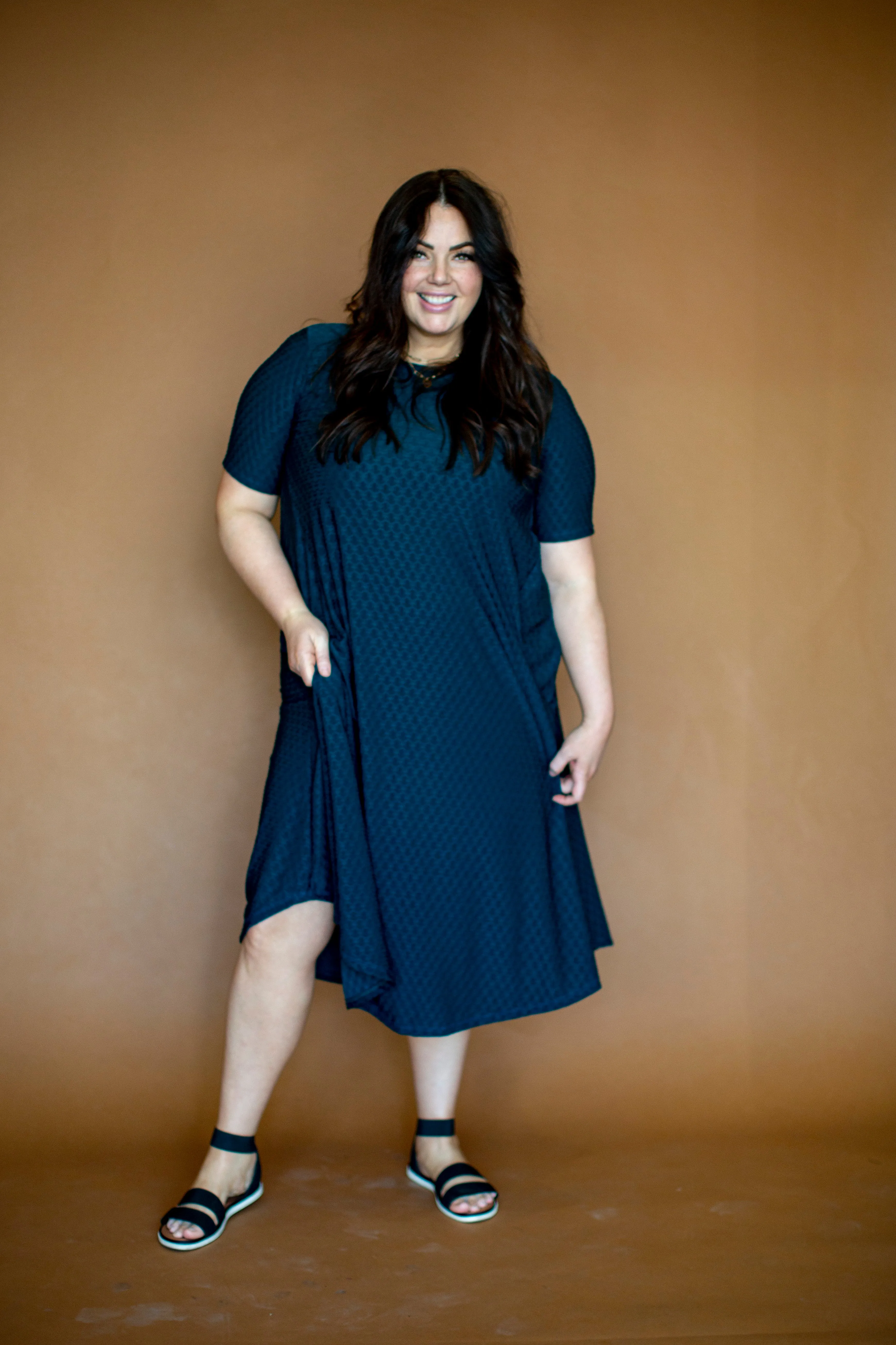 April Dress Teal Embossed