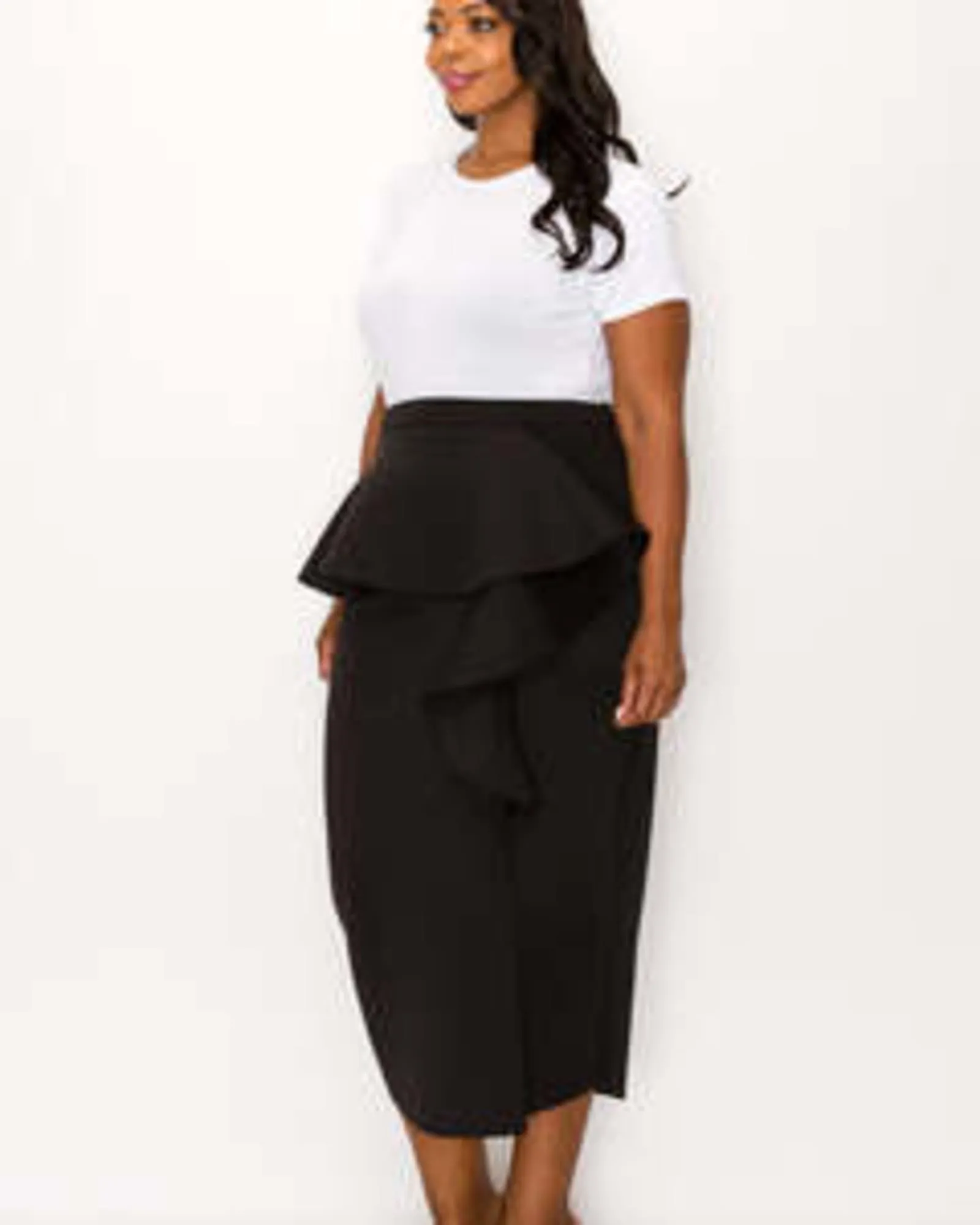 Bella Neoprene Midi Skirt | Black