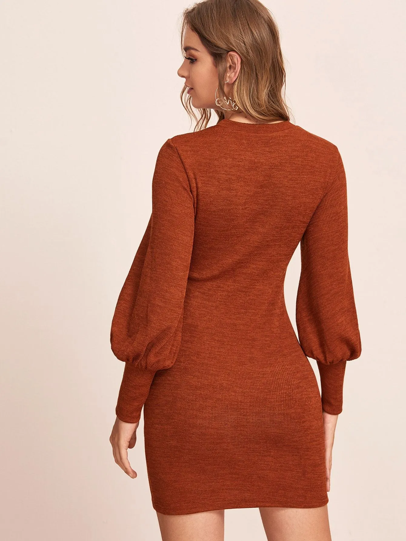 Bishop Sleeve Bodycon Jumper Dress