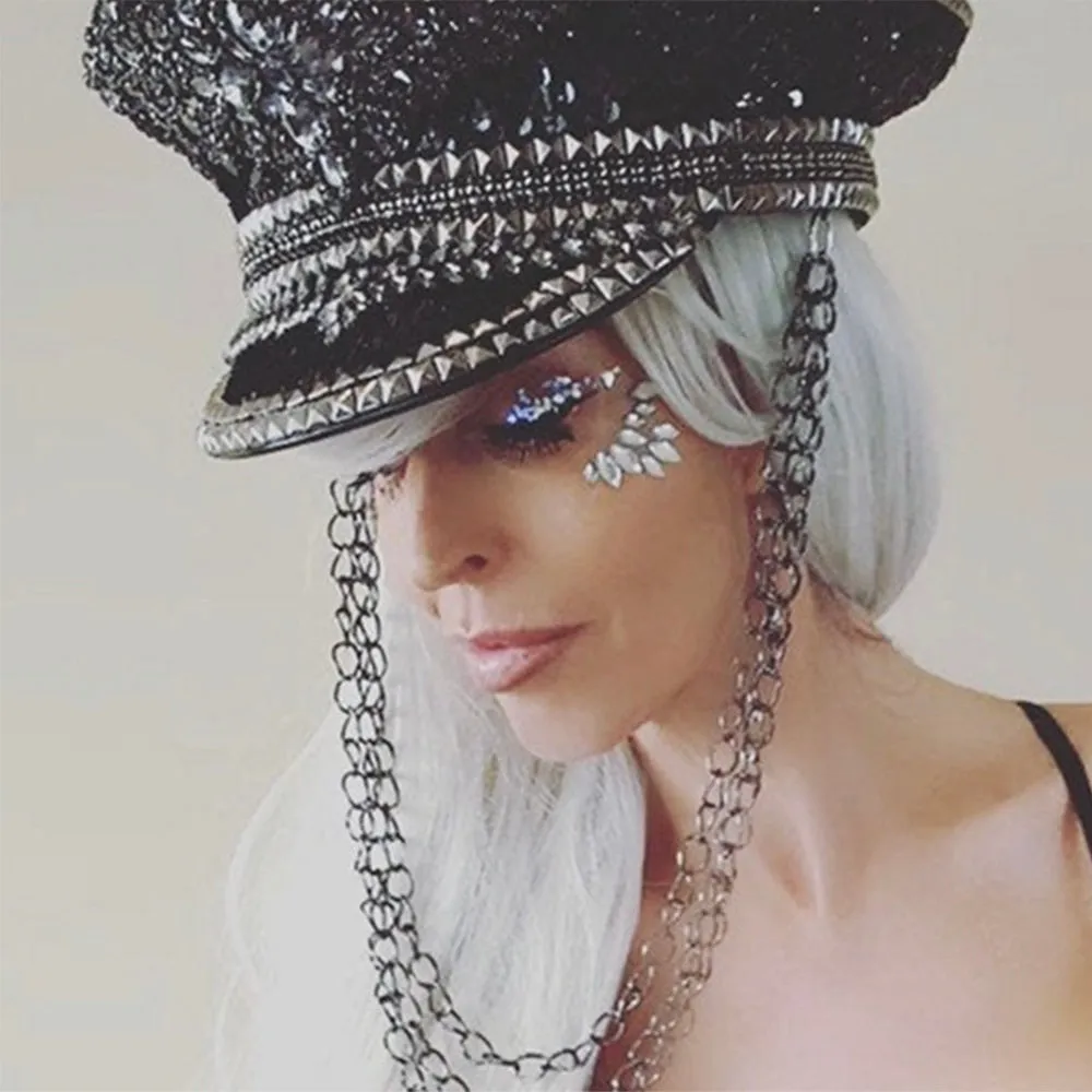 Black Sequin Burning Man Hat