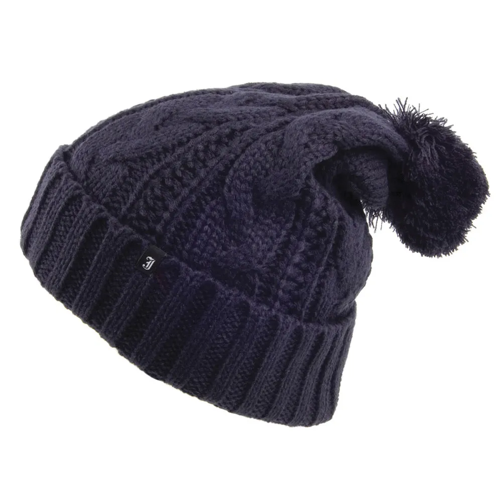 Cable Knit Bobble Hat - Navy Blue