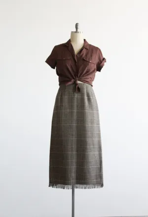 card catalog plaid wool skirt