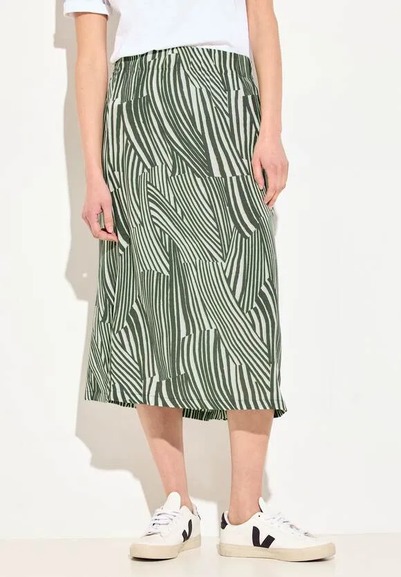 Cecil Print Easy Wear Midi Skirt in green print 361464