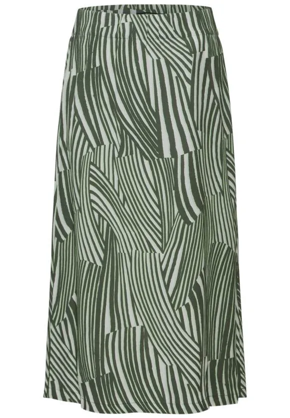 Cecil Print Easy Wear Midi Skirt in green print 361464