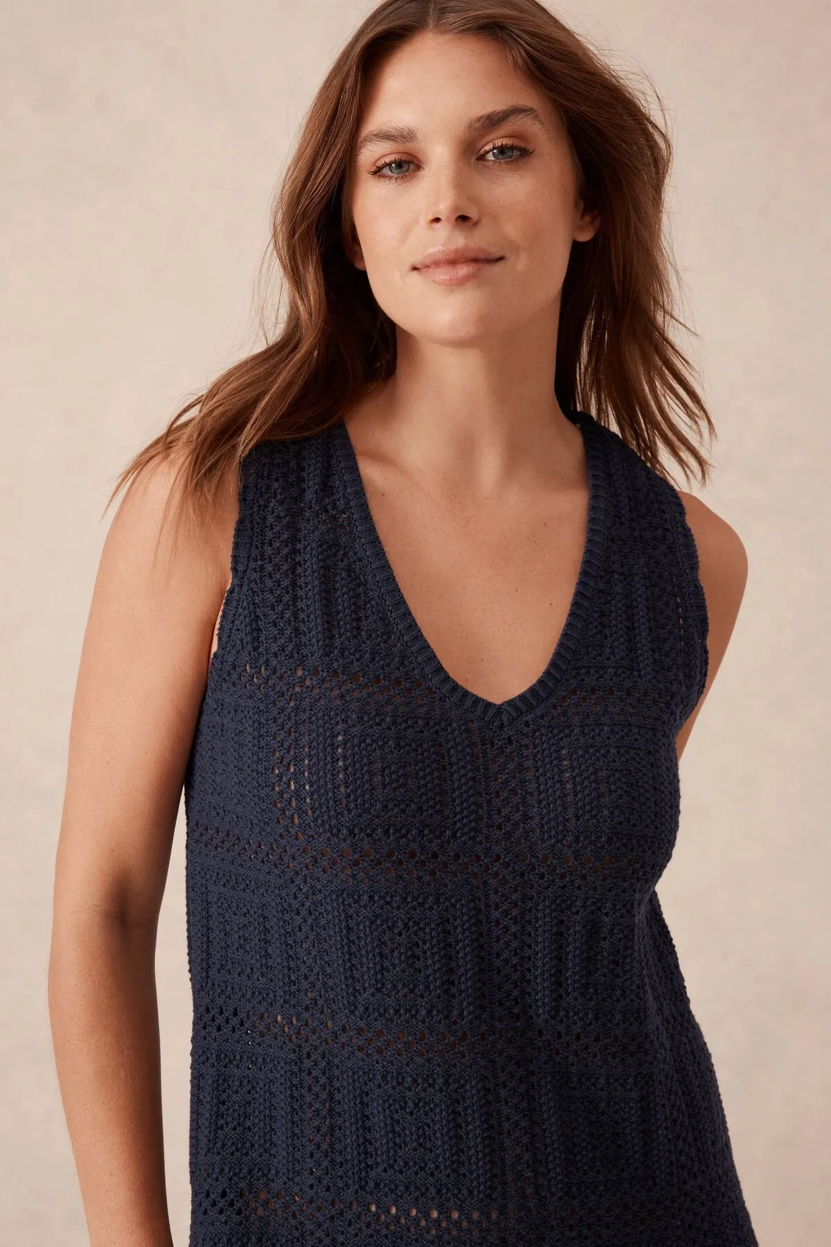 Ceres Life - Square Knit Midi Tank Dress/New Navy