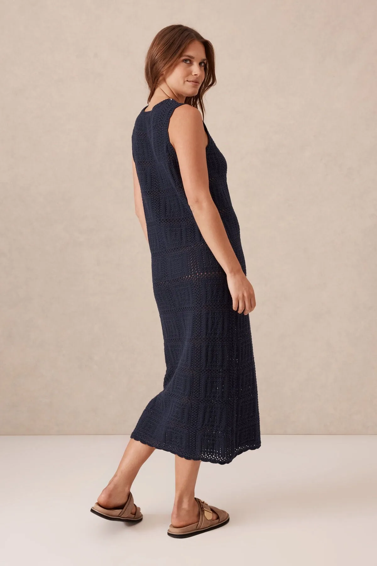 Ceres Life - Square Knit Midi Tank Dress/New Navy