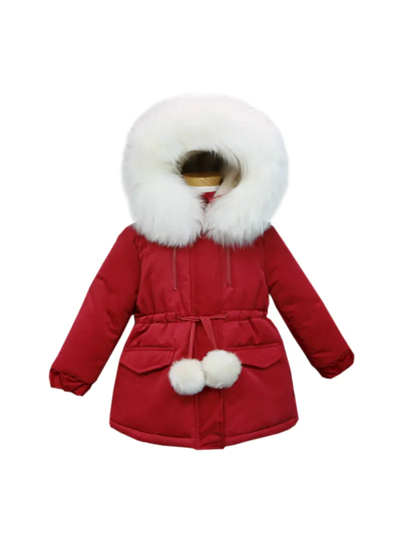 Children's Thicken Cotton Parkas For Girls Fur