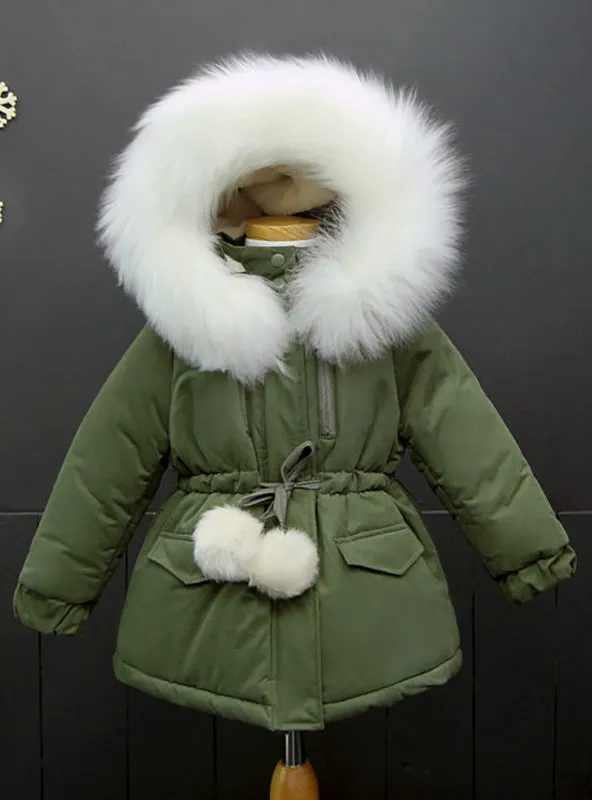 Children's Thicken Cotton Parkas For Girls Fur