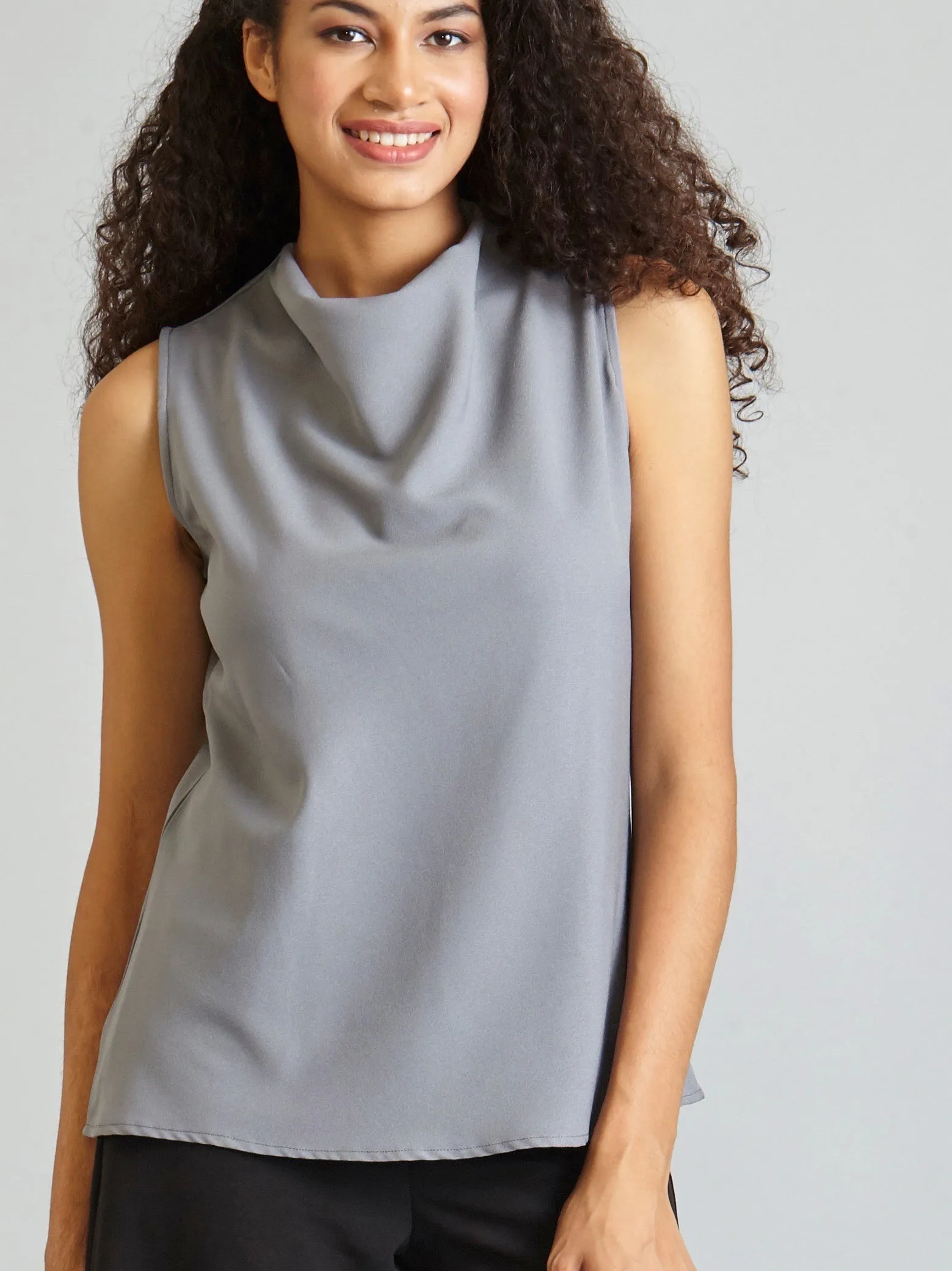 Cowl Neck Top - Grey