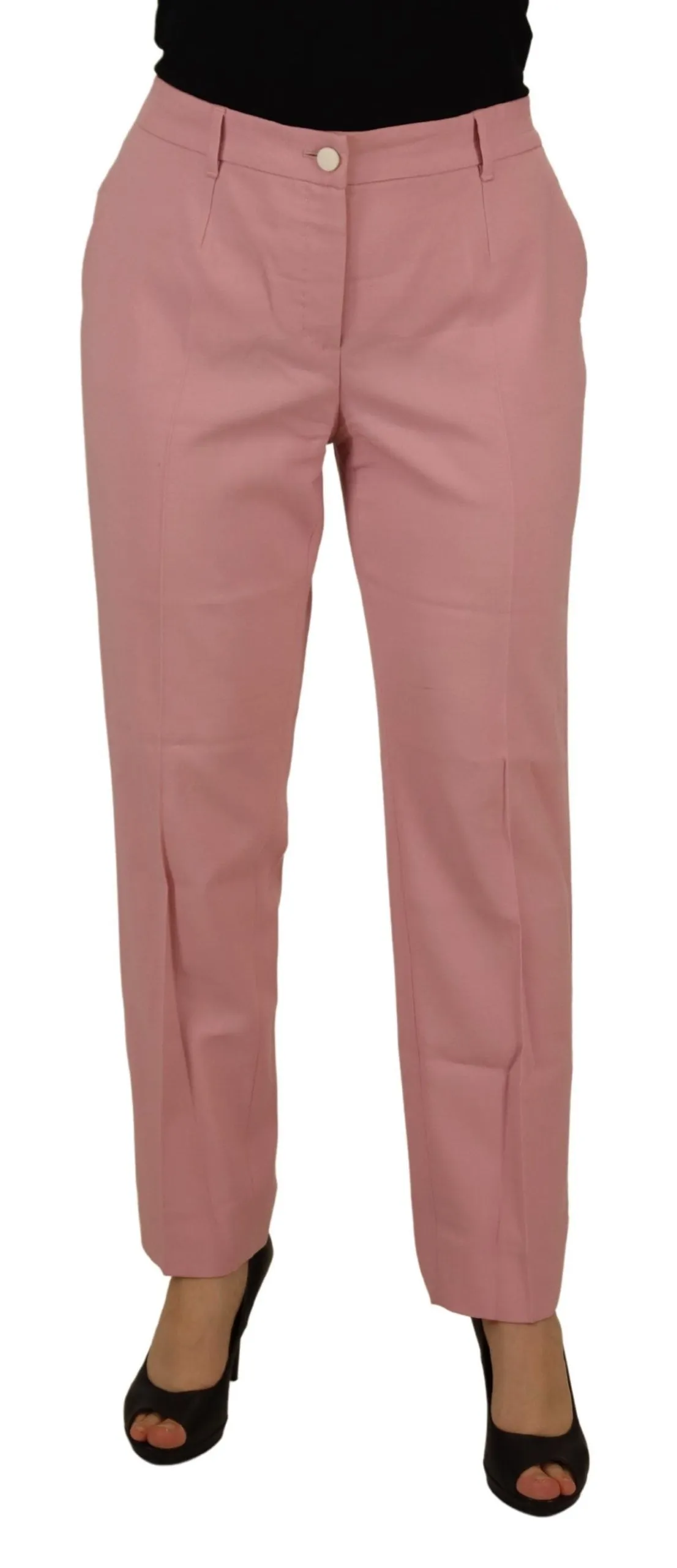 Dolce & Gabbana Pink Mid Waist Straight Leg Trouser Pants