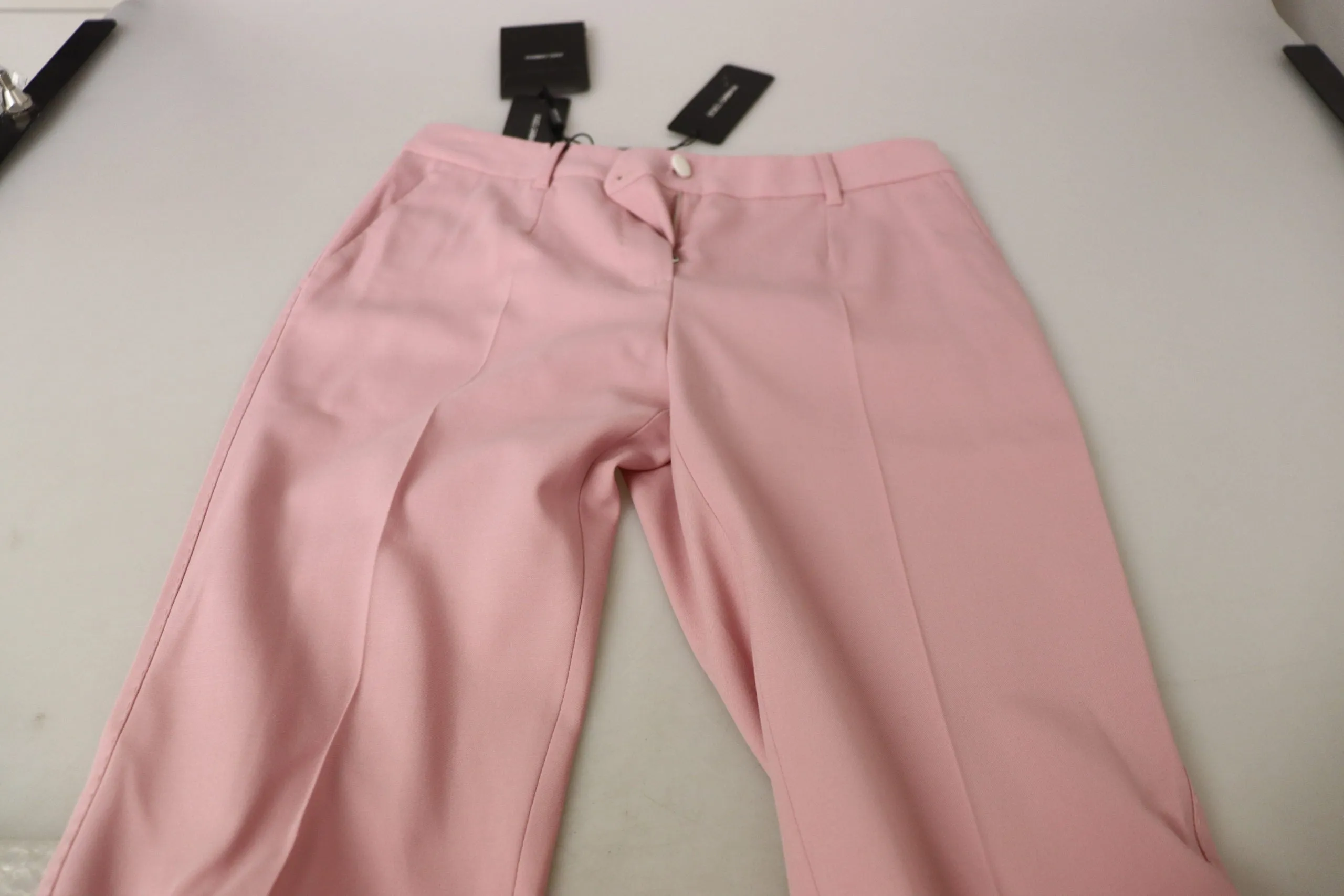 Dolce & Gabbana Pink Mid Waist Straight Leg Trouser Pants