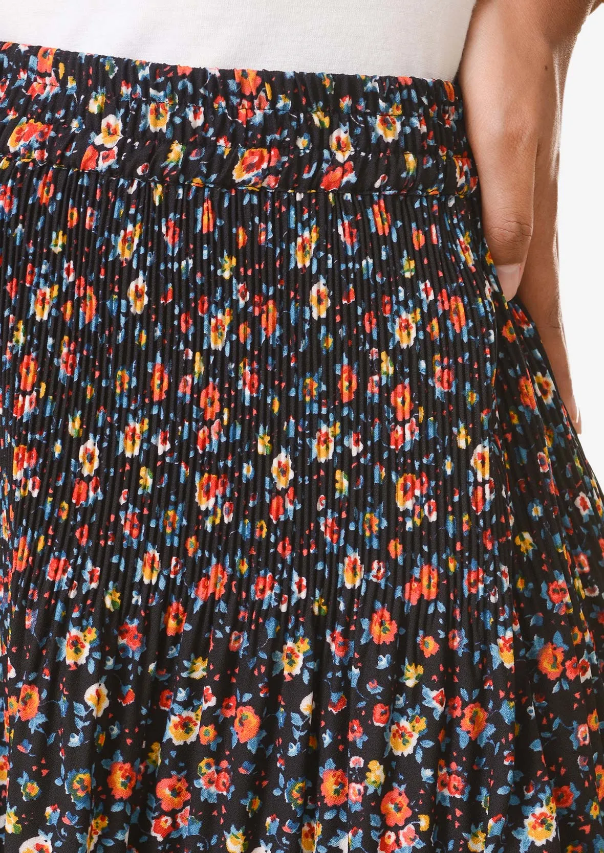 Elasticated Printed Midi Skirt