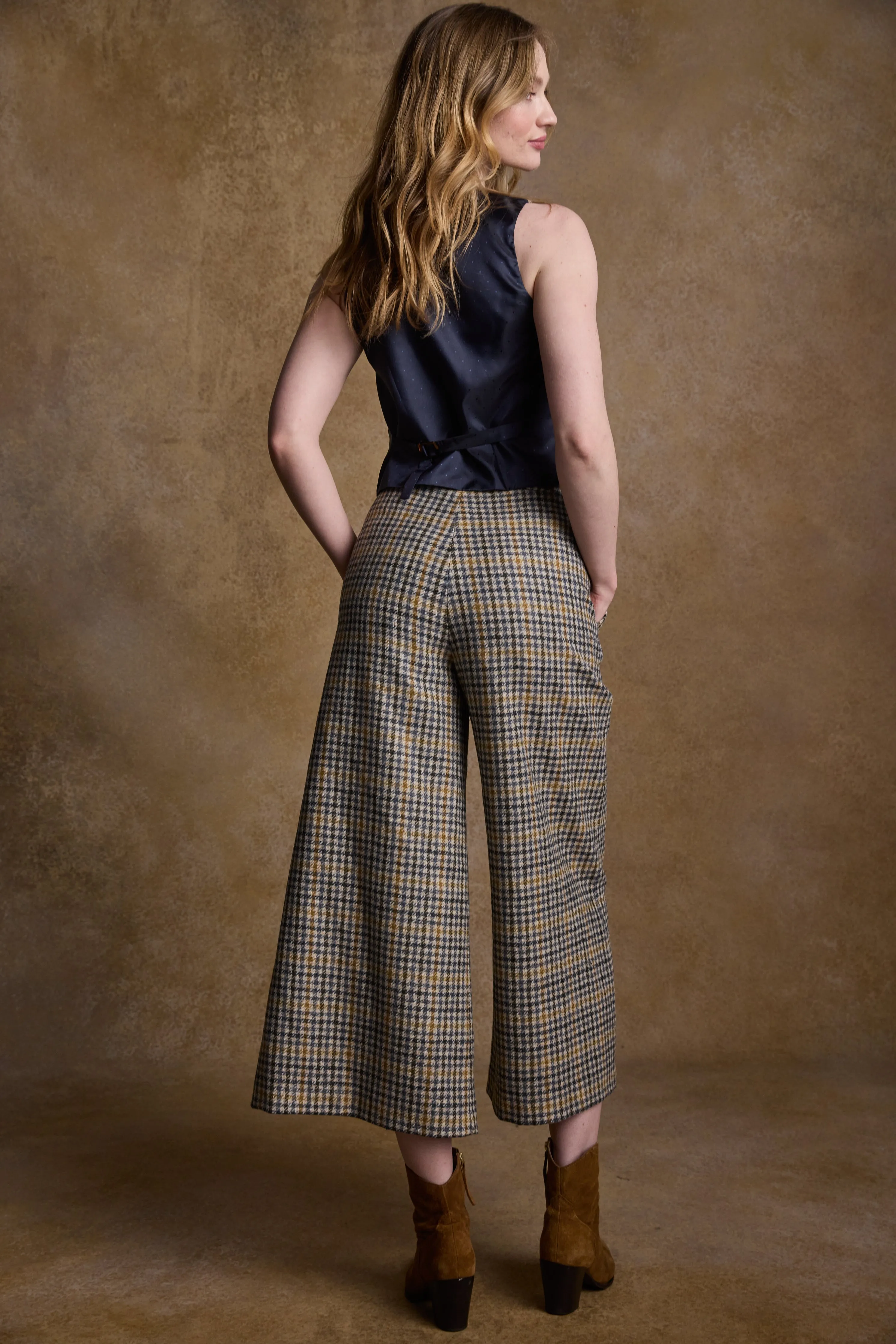 Enya Tweed Culottes - Saffron Cobalt Blue