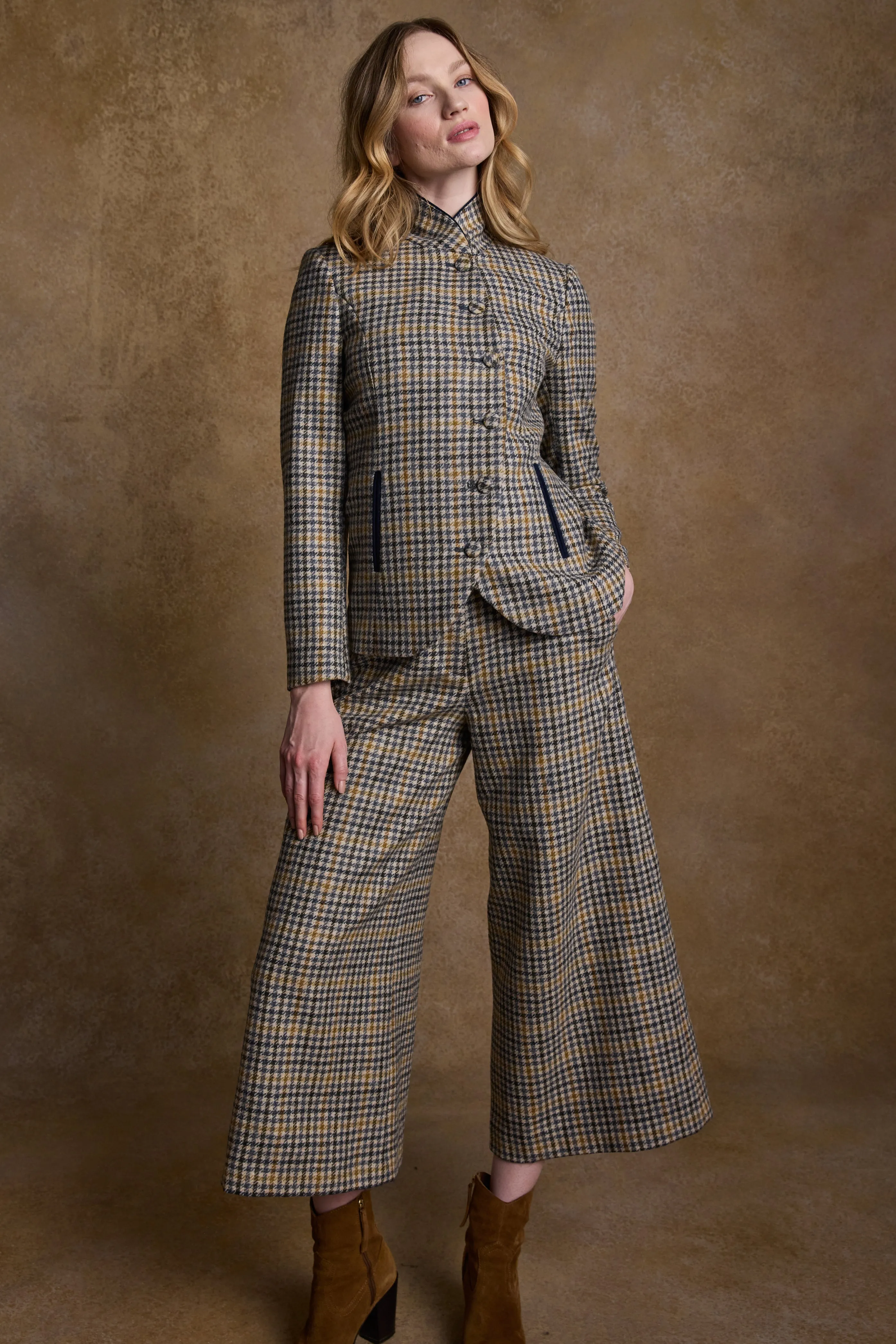 Enya Tweed Culottes - Saffron Cobalt Blue