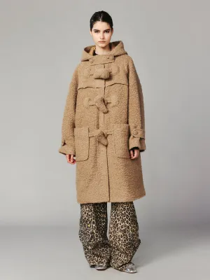 Fuzzy playful oversized toggle duffle coat