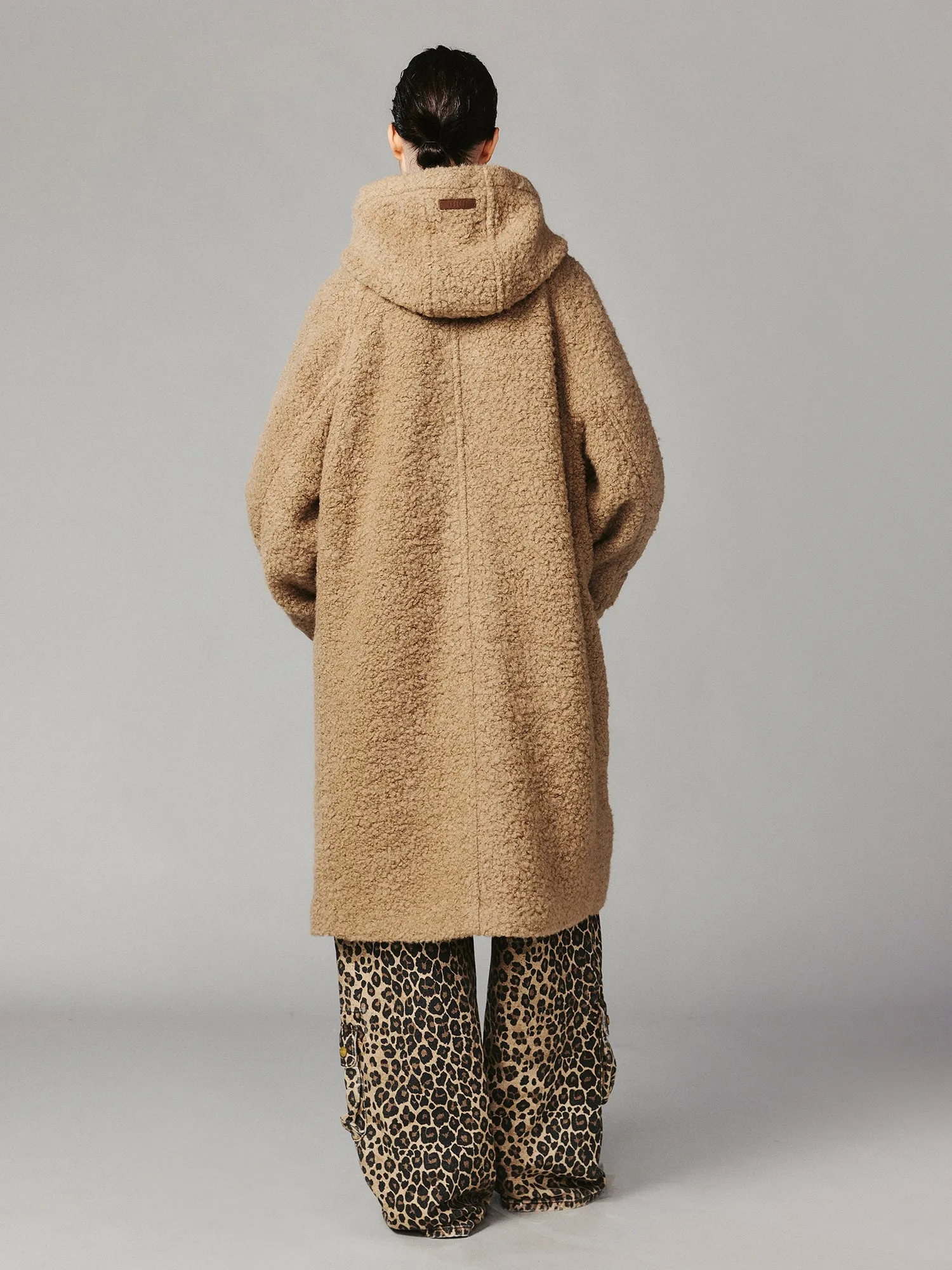 Fuzzy playful oversized toggle duffle coat