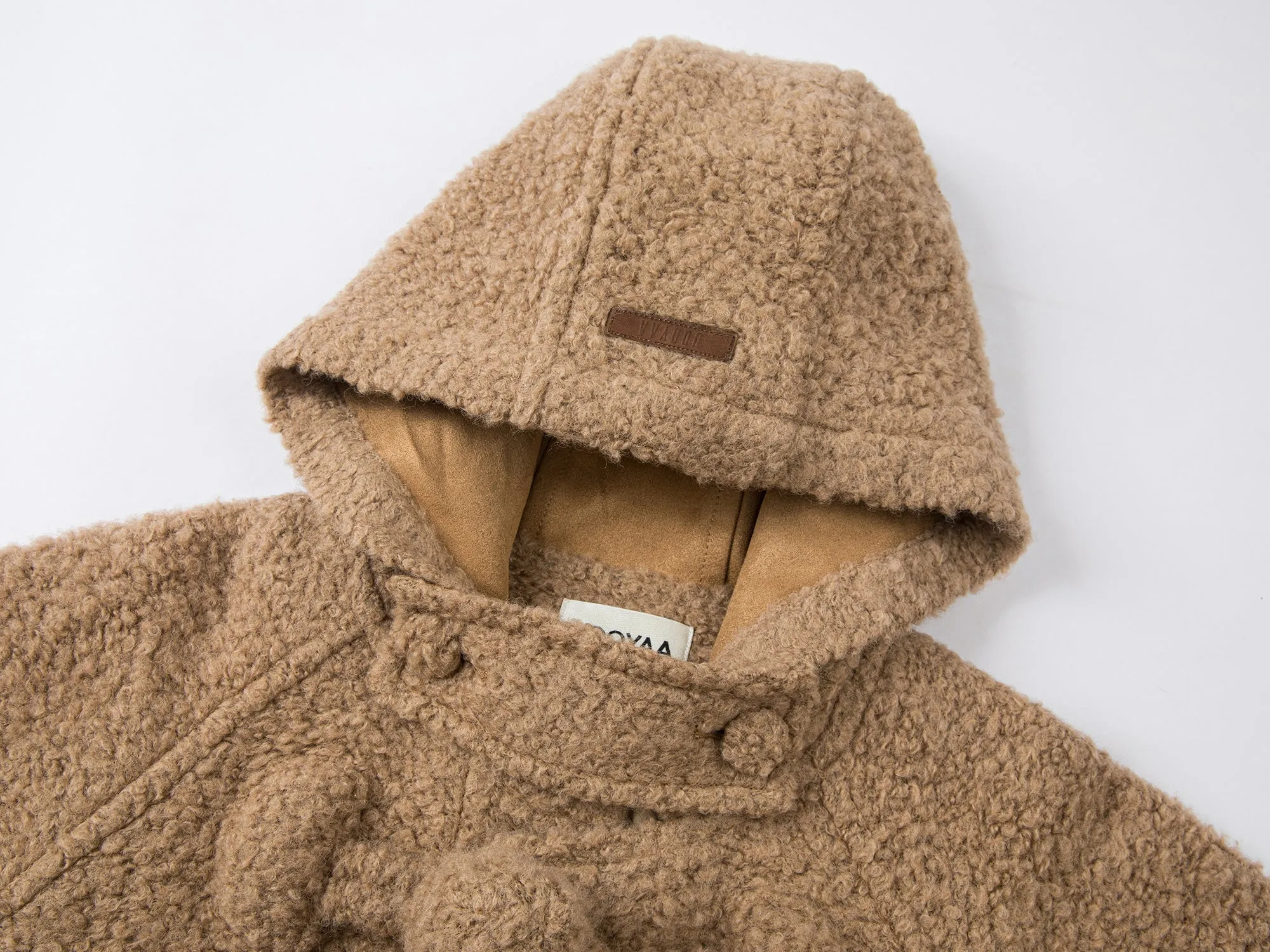 Fuzzy playful oversized toggle duffle coat