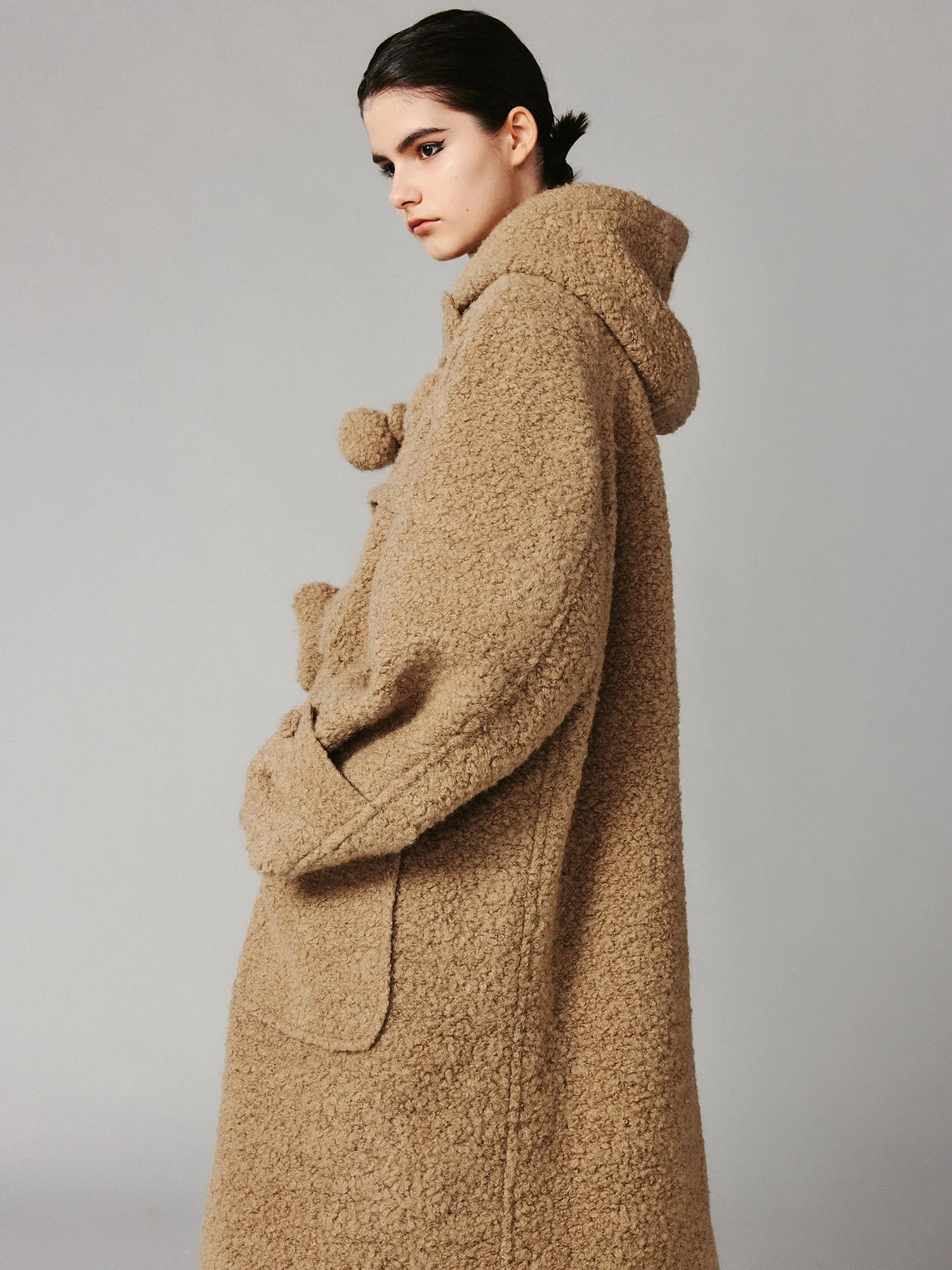 Fuzzy playful oversized toggle duffle coat