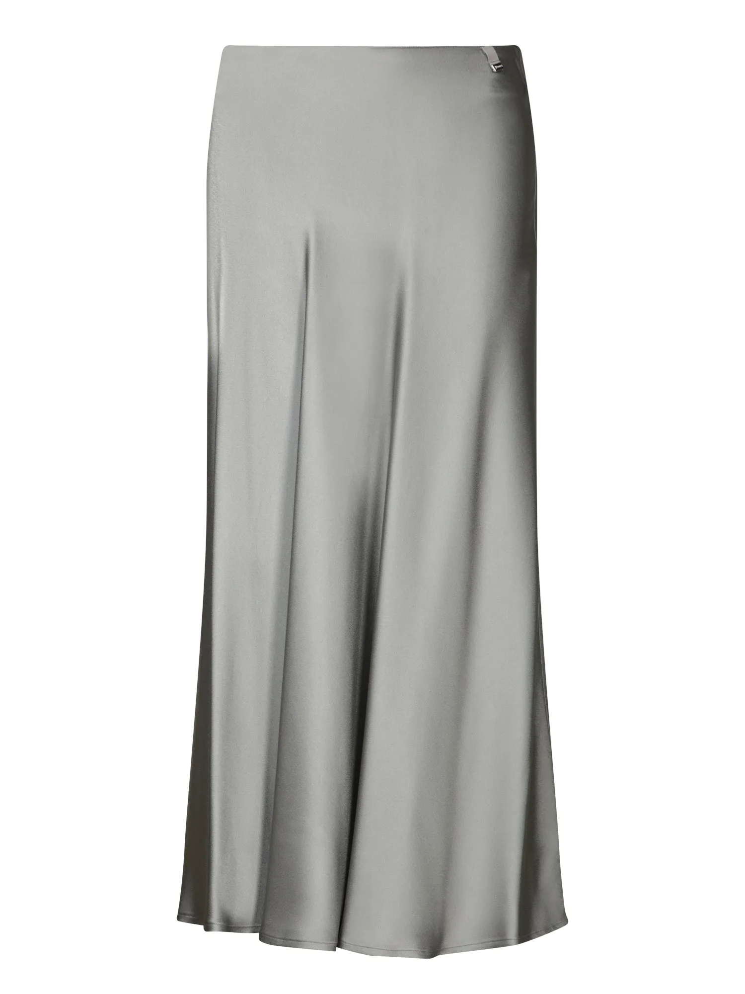 Grey Satin Midi Skirt