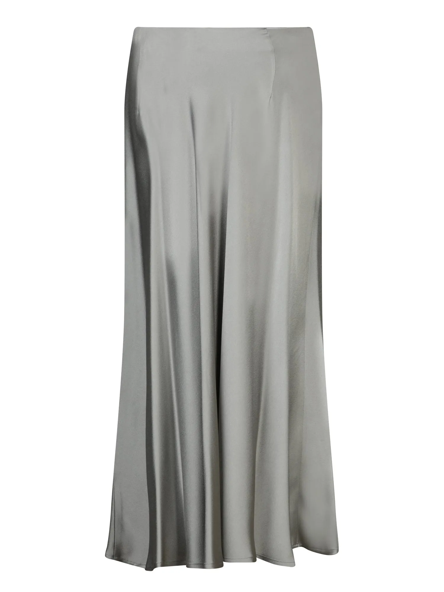 Grey Satin Midi Skirt