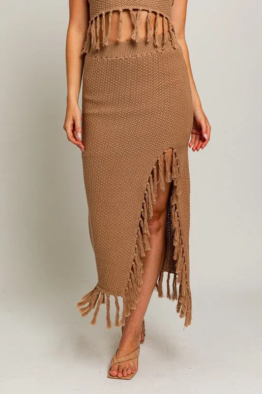 Haisley Tassel Detail Sweater Midi Skirt