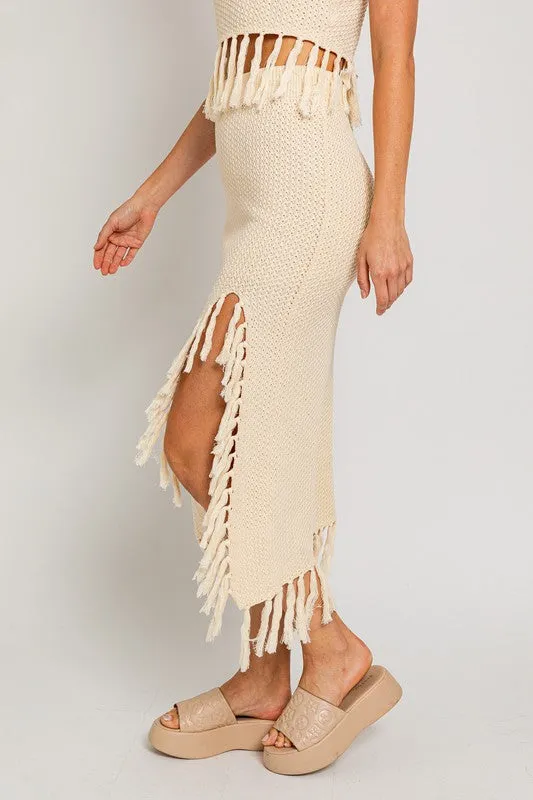 Haisley Tassel Detail Sweater Midi Skirt