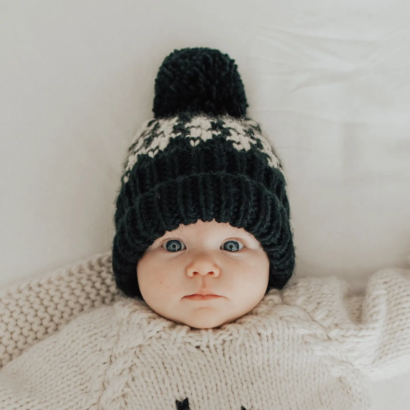 Houndstooth Hand Knit Beanie Hat