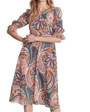 Juliette Silk Paisley Midi Dress In Multi | Multi