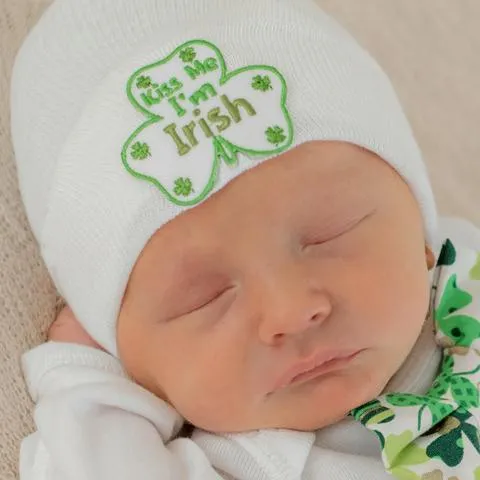 Kiss Me I'm Irish HAT - Newborn Irish Hat - Newborn Boy Hat St. Patrick's Day Baby