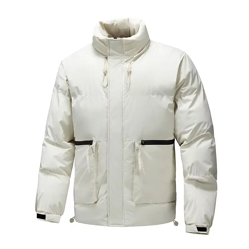 Men  Autumn Winter New Solid Color Thickened Large Pocket Design Outdoor Travel Padded Jacket