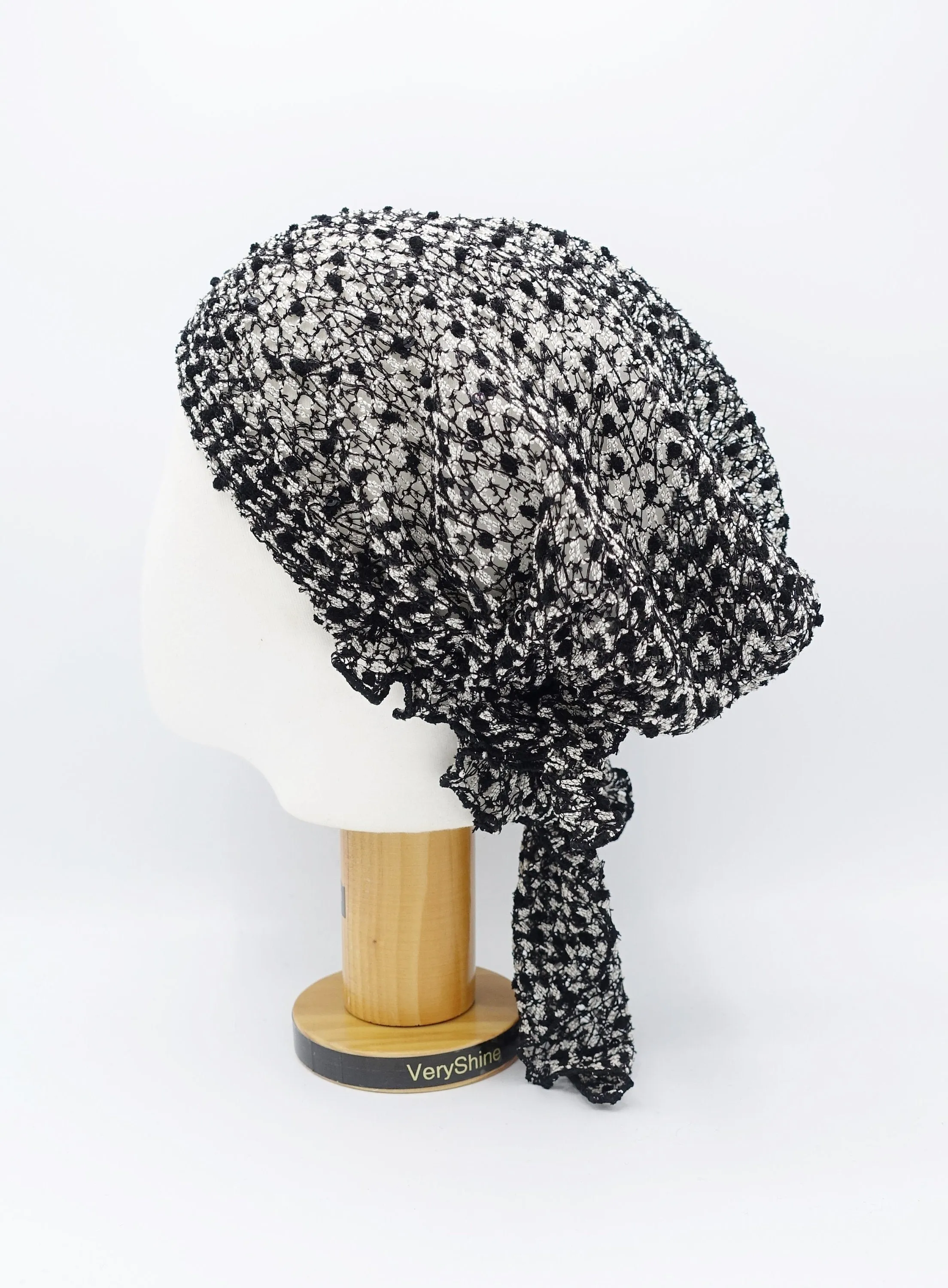 mesh lace knit hat