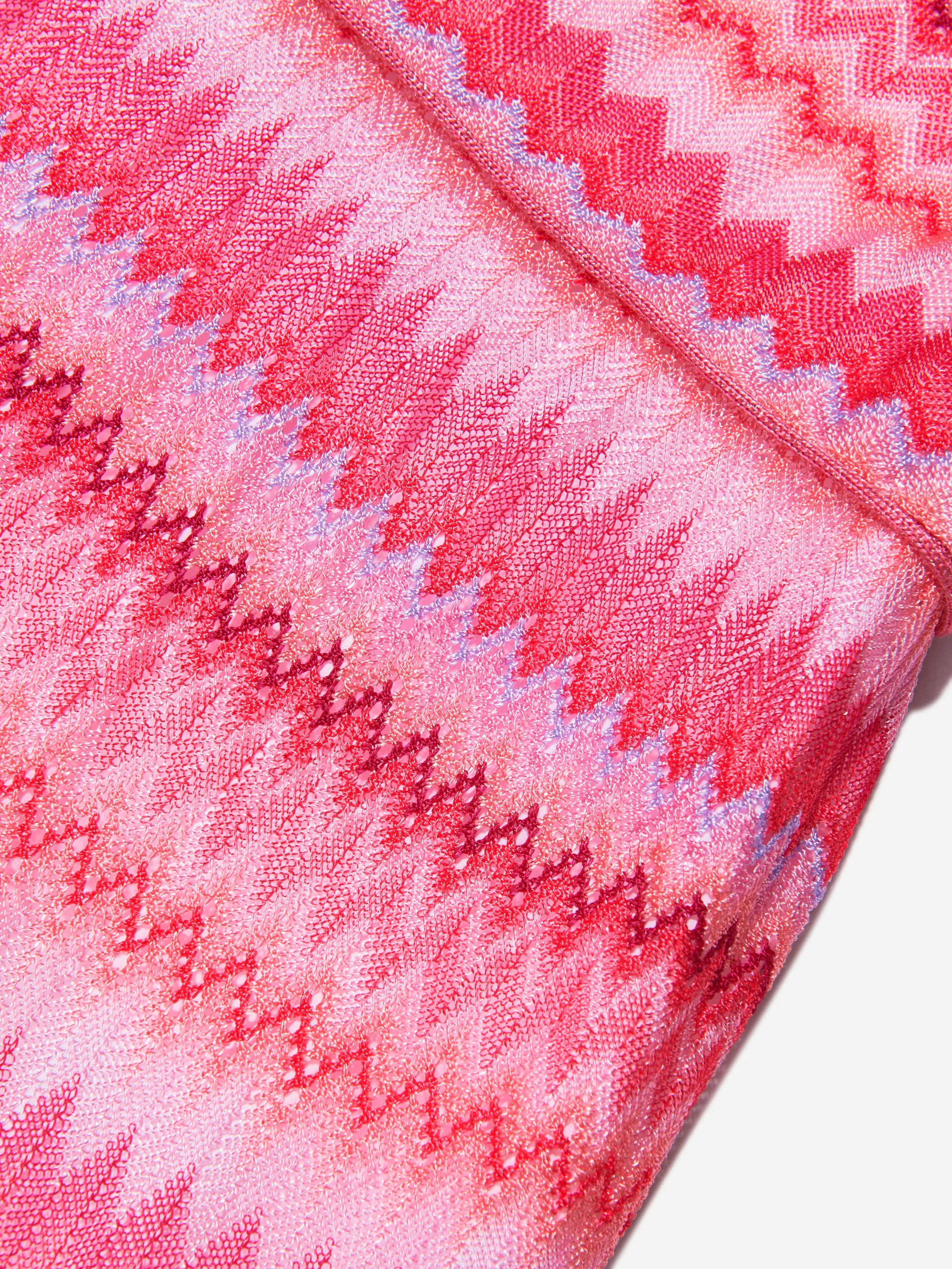 Missoni Girls Zig Zag Knit Dress in Pink