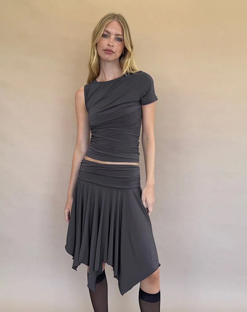 Norali Waterfall Midi Skirt in Grey