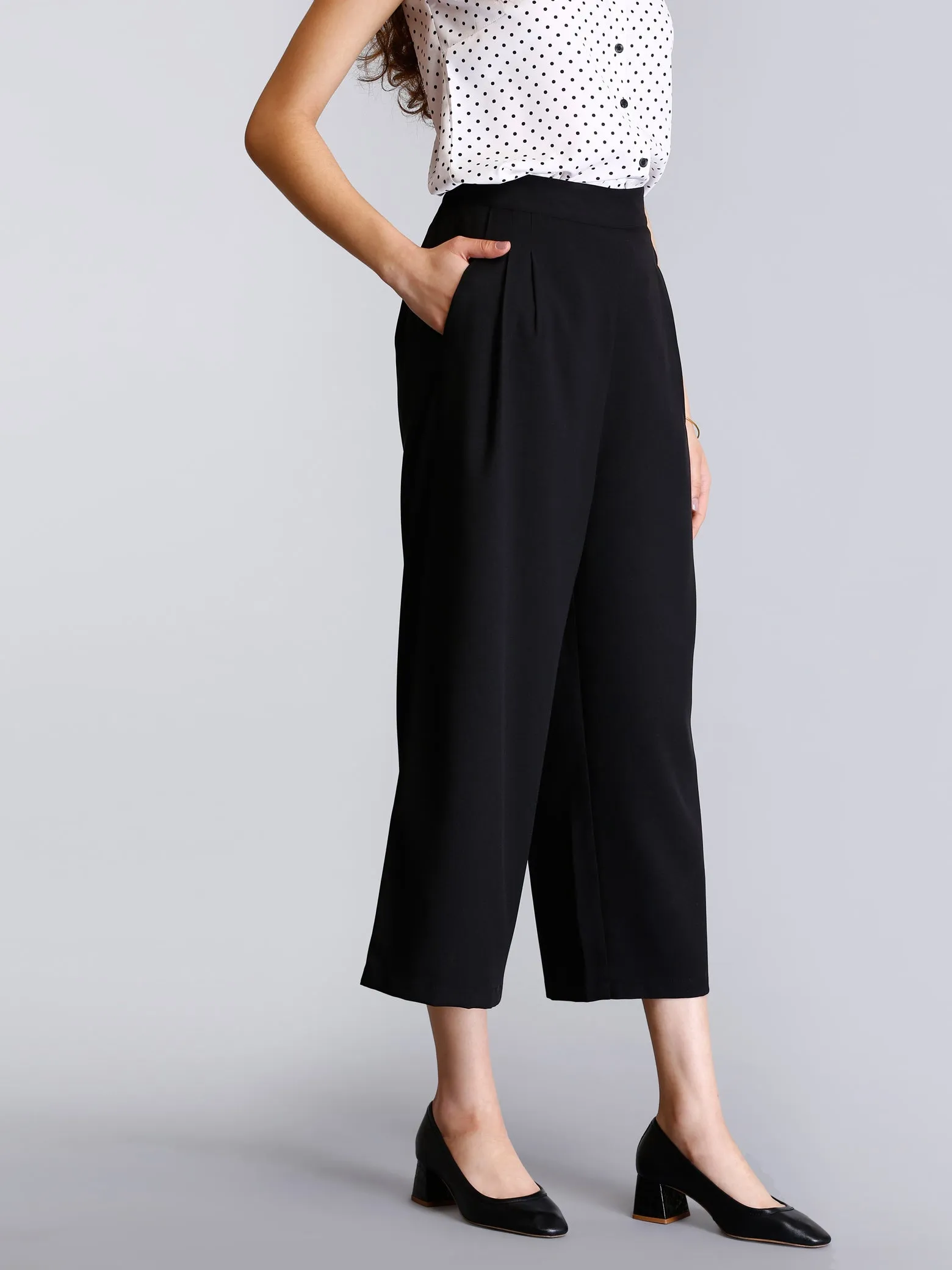 Pleated Culottes - Black