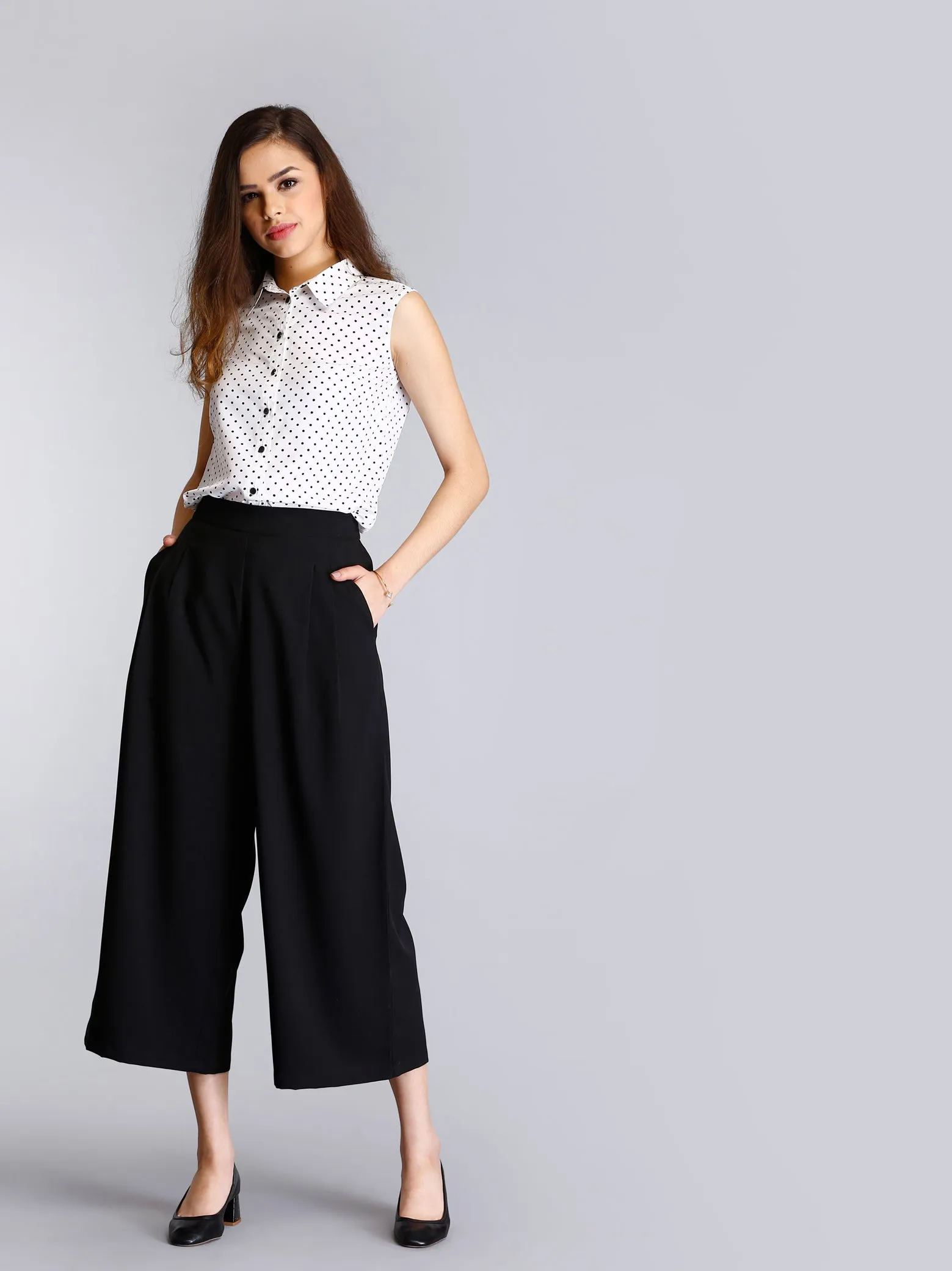 Pleated Culottes - Black