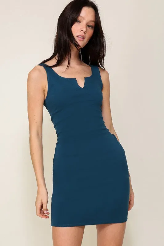 Ponte Bodycon Mini V-Neck Dress