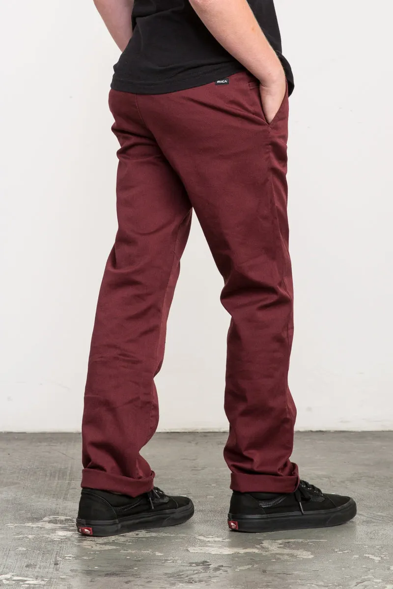 RVCA Weekday Boys Pants - Bordeaux