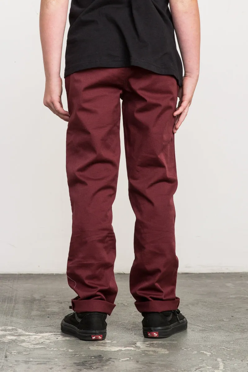 RVCA Weekday Boys Pants - Bordeaux