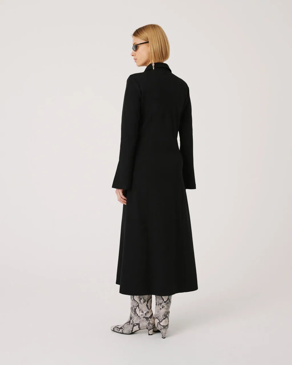 SFIZIO - PONTE KNIT MIDI DRESS WITH LONG SLEEVES AND COLLAR