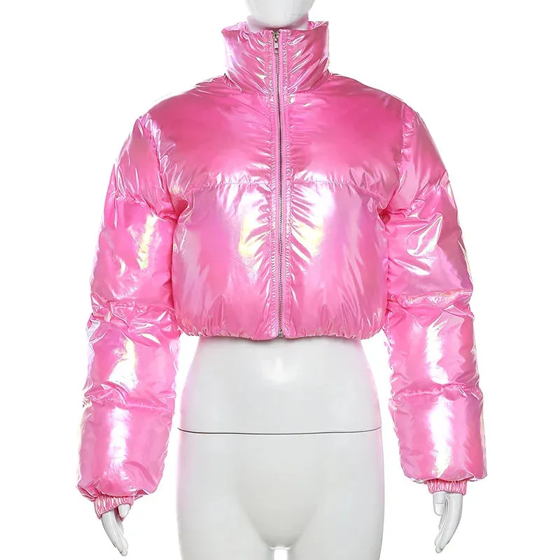 Shiny Pink Puffer Jackets