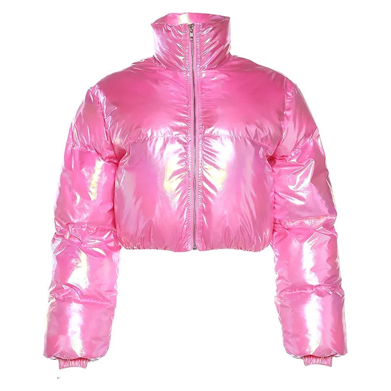 Shiny Pink Puffer Jackets