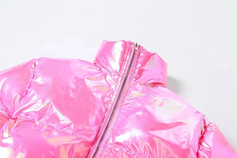 Shiny Pink Puffer Jackets