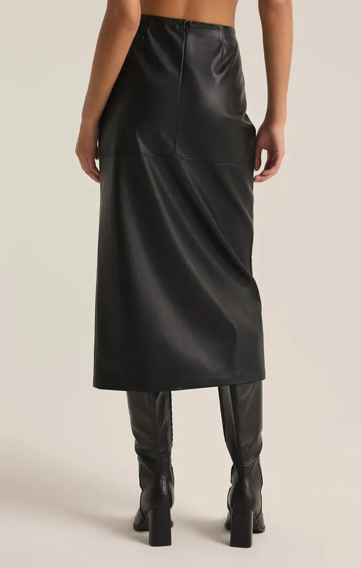 ZSUPPLY METROPOLITAN FAUX LEATHER MIDI SKIRT